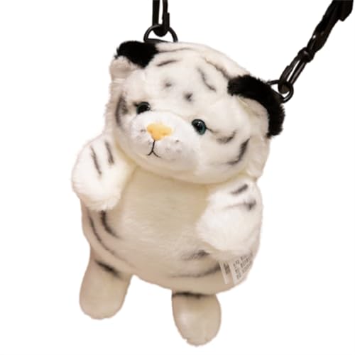 Tiger Plüschtier, Niedlich Plüsch Stofftier Kuscheltier,Mutter und Sohn Tigerpuppe Plüschtier,Realistische Tiger Plüschtier Kinder Plüsch,Geschenk Gemütliches Schmusetie (Weißer Rucksack 25cm) von champracer