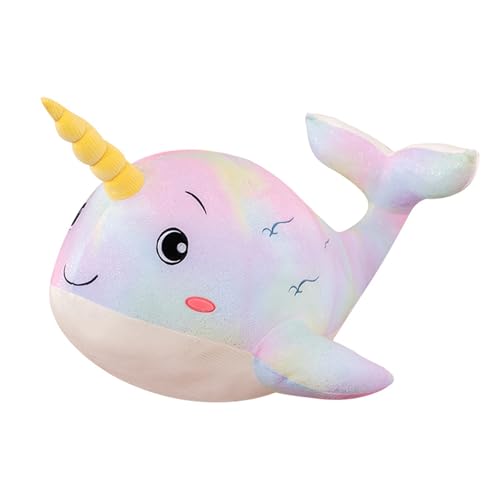 Wal Hai Plüschtier Plüsch Kuscheltier,Wal Hai Plüschtier Riesen Kuscheltier Weicher Blauwal Umarmungskissen,Narwal,Niedlicher Wal Plüsch Puppe Spielzeug Kinder Geburtstag Geschenk (100cm,Narwal) von champracer
