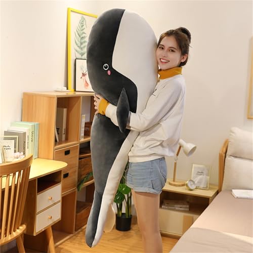 Walfisch Plüschtier Puppe Stofftier Niedlicher Wal Wurfkisse,Wal Plüschtier,Süßes Weiches Orca Kuscheltie, für Kinder Mädchen Jungen Geburtstagsgeschenk TröSten Kuscheln Einschlafhilfe (160cm,blau) von champracer