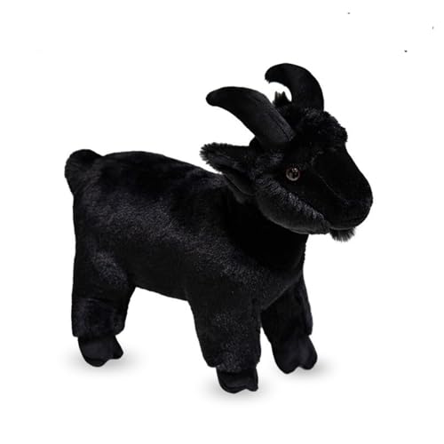 champracer Ziege Plüschtie Ziege Figur, Tier Ziege Modell Spielzeug Simulierte Ziege Statue, Stand Simuliertes Tier Kawaii Schaf Kuscheltier, Dekoration für Kinder Figur Spielzeug (30 cm,Schwarz) von champracer