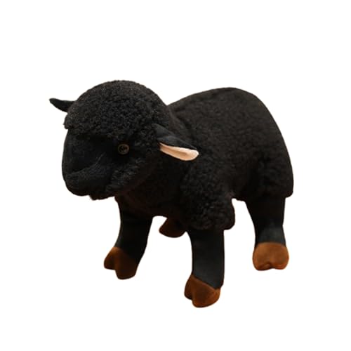 Ziege Plüschtie Ziege Figur, Tier Ziege Modell Spielzeug Simulierte Ziege Statue,Plüschtier Lamm Wirklichkeit Weich Umarmbar Geburtstags for Kinder Und Erwachsene (30x22cm,Schwarz) von champracer