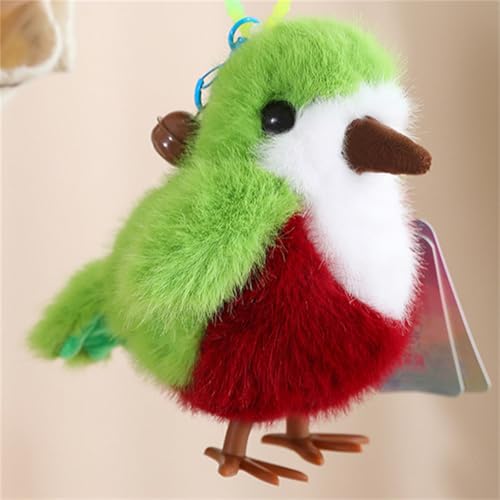champracer 15 cm Realistischer Simuliertes Spatz Vogel Plüschtier - Kawaii Kuscheltier, Kinder und Freunde, Mit Pelziger Baumwolle Puppe und Schlüsselanhänger (Grün-Rot) von champracer