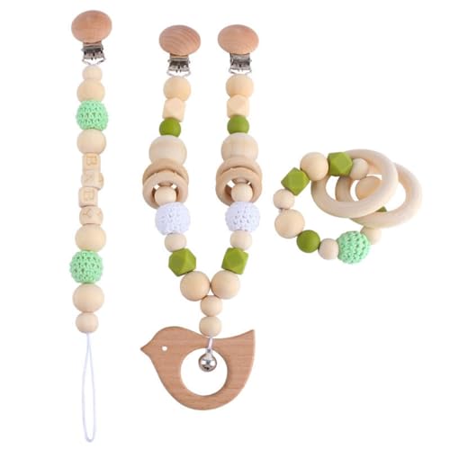 champracer 3 Stück Kinderwagen Spielzeug, Kinderwagenkette aus Holz und Baumwolle gehäkelt, Hängendes Rasselspielzeug, Niedliche Tierform Kinderwagenspielzeug, für Mädchen Junge (C) von champracer
