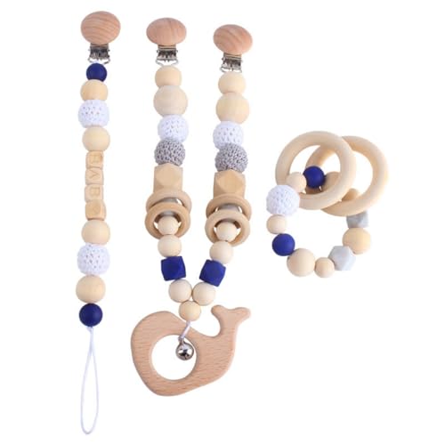 champracer 3 Stück Kinderwagen Spielzeug, Kinderwagenkette aus Holz und Baumwolle gehäkelt, Hängendes Rasselspielzeug, Niedliche Tierform Kinderwagenspielzeug, für Mädchen Junge (D) von champracer