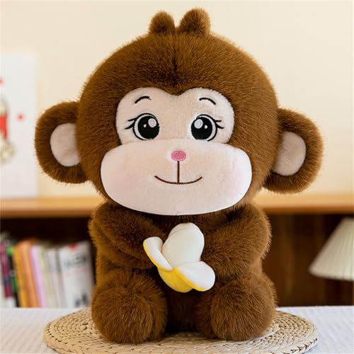 champracer AFFE Kuscheltier Klein, Plüschspielzeug, Niedlicher Bananen-AFFE Plüschpuppe, Plüsch Spielzeug Plüschtier für Kinder Und Baby (23 cm,Dunkelbraun) von champracer