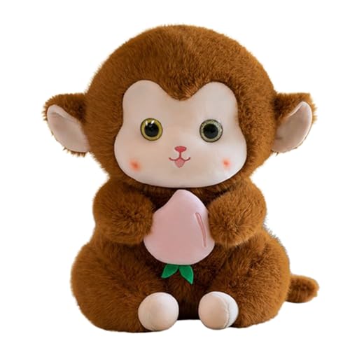 champracer AFFE Plüschtier Puppe Stofftier Kissen Kuscheltier AFFE, weiche niedliche Kuscheltier für Baby Mädchen und Jungen, Flauschige Happy Monkey AFFE (Braun,22cm) von champracer