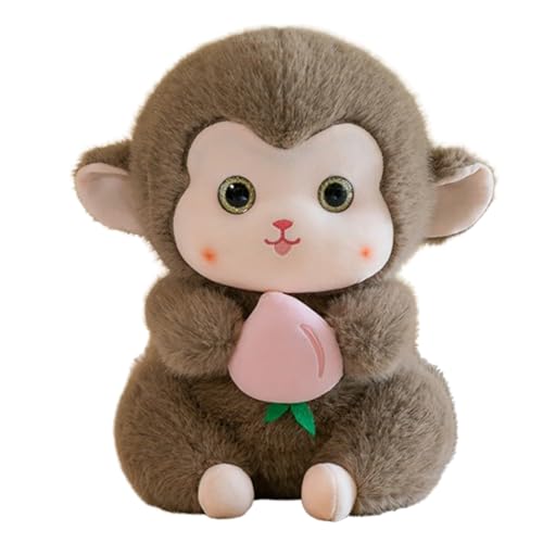 champracer AFFE Plüschtier Puppe Stofftier Kissen Kuscheltier AFFE, weiche niedliche Kuscheltier für Baby Mädchen und Jungen, Flauschige Happy Monkey AFFE (Kaffeefarbe,30cm) von champracer