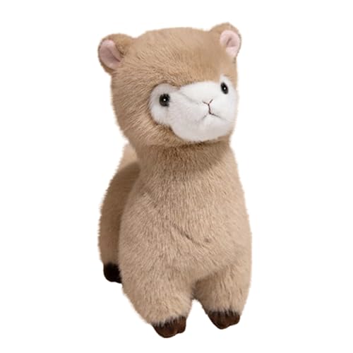 champracer Alpaka Kuscheltier, Stand Alpaka Plüschtier, kuschel alpaka, süße weiche Kuscheltier plüsch Pferd Spielzeug,Stofftier Geschenk für Kinder Mädchen Liebhaber (30cm,Khaki) von champracer