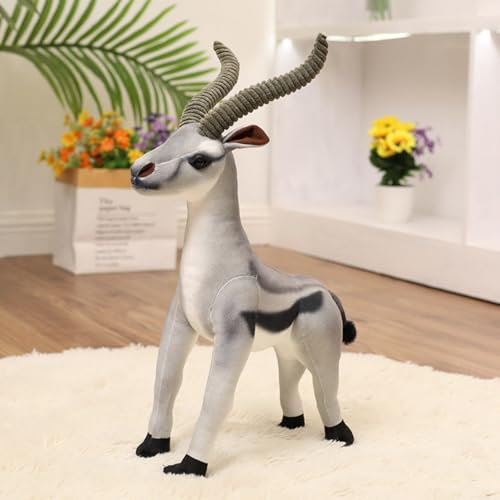 champracer Antilope Plüschtier Lebensechtes Antilope Kuscheltier Deko Simulation Tier Puppe Plüsch Flauschiger Stofftier zum Spielen & Kuscheln Geburtstagsgeschenk für Kinder (40cm,Grau-B) von champracer
