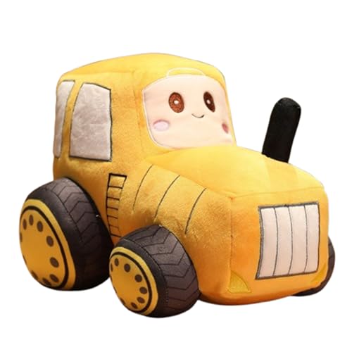 champracer Auto Plüsch Traktor Gefüllte Kissen,Plüschtier mit Cartoonauto, Simulation,Kuscheltier Kraftfahrzeuge Puppe,Weiches Schmusetier für Mädchen, Jungen, Babys (40cm,Gelber Traktor) von champracer