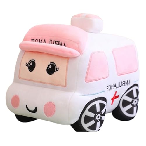 champracer Auto Plüsch Traktor Gefüllte Kissen,Plüschtier mit Cartoonauto, Simulation,Kuscheltier Kraftfahrzeuge Puppe,Weiches Schmusetier für Mädchen, Jungen, Babys (40cm,Krankenwagen) von champracer