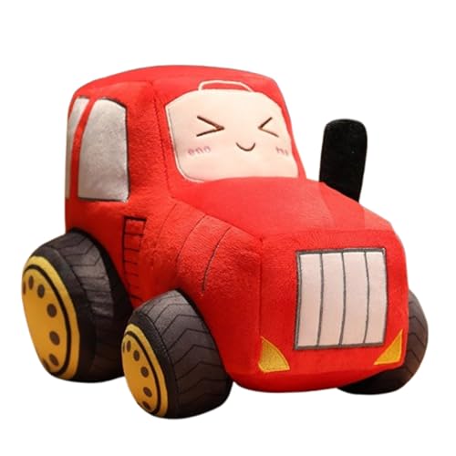 champracer Auto Plüsch Traktor Gefüllte Kissen,Plüschtier mit Cartoonauto, Simulation,Kuscheltier Kraftfahrzeuge Puppe,Weiches Schmusetier für Mädchen, Jungen, Babys (40cm,Roter Traktor) von champracer