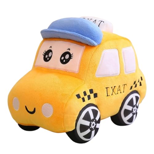 champracer Auto Plüsch Traktor Gefüllte Kissen,Plüschtier mit Cartoonauto, Simulation,Kuscheltier Kraftfahrzeuge Puppe,Weiches Schmusetier für Mädchen, Jungen, Babys (40cm,Taxi) von champracer