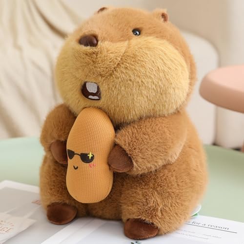 champracer Biber Kuscheltier Biber Stofftier Biber Plüschpuppe Murmeltier Kuscheltier Flauschiger Stofftier zum Spielen & Kuscheln Geburtstagsgeschenk für Kinder (22cm,Erdnüsse) von champracer
