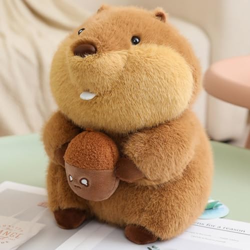 champracer Biber Kuscheltier Biber Stofftier Biber Plüschpuppe Murmeltier Kuscheltier Flauschiger Stofftier zum Spielen & Kuscheln Geburtstagsgeschenk für Kinder (30cm,Haselnüsse) von champracer