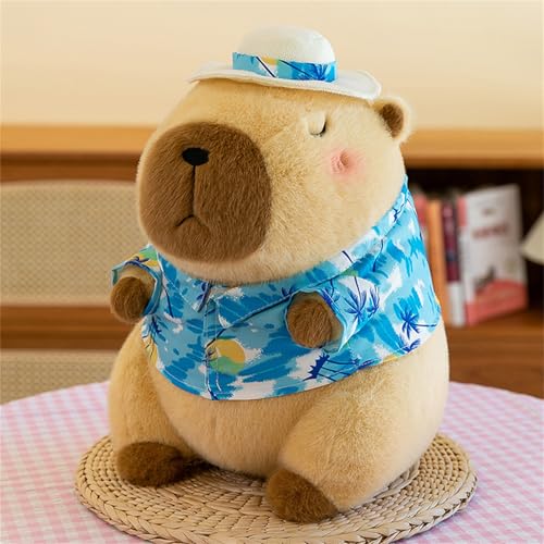 champracer Capybara Kuscheltier, Wasserschwein Plüschtier, Kawaii Sommer Capybara Plüschtier Kinder Plüsch Spielzeug Dekokissen Stofftier Geschenke (Blau,30 cm) von champracer