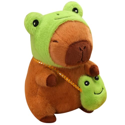 champracer Capybara Kuscheltier 22cm Capybara Plüschtier Wasserschwein Kuscheltier Flauschiger Stofftier zum Spielen & Kuscheln Geburtstagsgeschenk für Kinder Jungen Mädchen (Frosch) von champracer