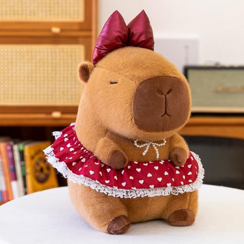 champracer Capybara Kuscheltier Capybara Plüschtier in einem süßen Kleid Spielzeug Stofftier Plushie Stofftier Geschenk für Kinder Jungen Mädchen (33cm,Rot) von champracer