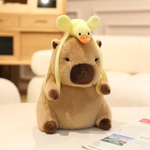 champracer Capybara Kuscheltier Capybara Plüschtier mit Hai-Rucksack Niedlichen Capybara Plushies Stofftier Capybara Geschenk für Kinder Jungen Mädchen (30cm,Entenrucksack-A) von champracer