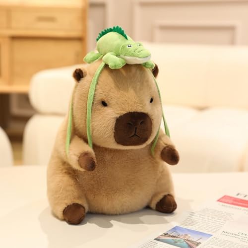 champracer Capybara Kuscheltier Capybara Plüschtier mit Hai-Rucksack Niedlichen Capybara Plushies Stofftier Capybara Geschenk für Kinder Jungen Mädchen (40cm,Krokodil-Rucksack-A) von champracer