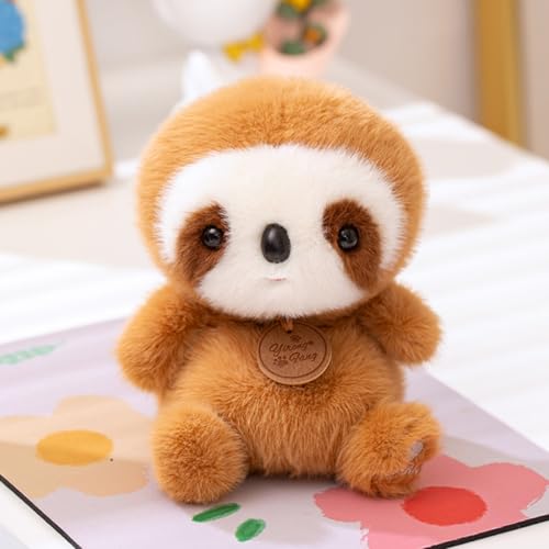 champracer Capybara Kuscheltier Pinguin Kuscheltier Kuscheltier Fuchs Plüsch-Elefant niedliches rosa Schwein Gefüllte Plüschpuppe Geschenk für Kinder Jungen Mädchen (ca.16cm,Faultier) von champracer