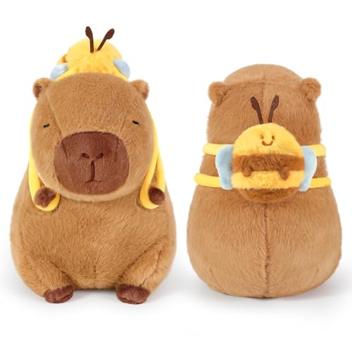 champracer Capybara Plüschtier, 30CM Super Weich Capybara Plüschtier mit Bienenrucksac,Kuscheltier Stofftier Kawaii Capybara Plüsch Kissen,Geburtstagsgeschenk für Jungen und Mädchen (30cm) von champracer
