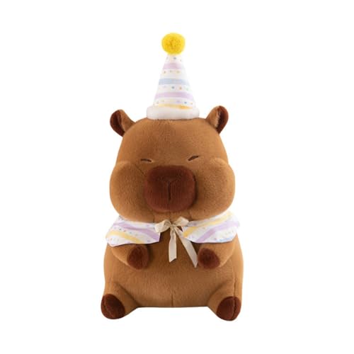 champracer Capybara Plüschtier, Niedlichen Cartoon Plüsch Puppe, Capybara Kuscheltier mit Geburtstagshut, Simulation Tier Capybara Puppen, Geschenk für Kinder Freund Geburtstag (50 cm) von champracer