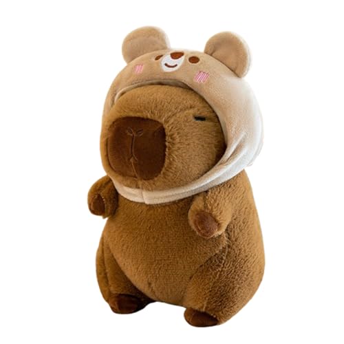 champracer Capybara Plüschtier,25 cm Capibara Plüschtier,Capybara mit Schildkrötenrucksack,Stofftier Capybara Geschenk,Plushie Stofftier Geschenk für Kinder Jungen Mädchen (Bär) von champracer