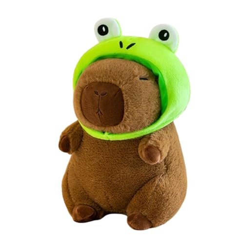 champracer Capybara Plüschtier,25 cm Capibara Plüschtier,Capybara mit Schildkrötenrucksack,Stofftier Capybara Geschenk,Plushie Stofftier Geschenk für Kinder Jungen Mädchen (Frosch) von champracer