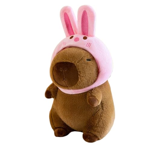 champracer Capybara Plüschtier,25 cm Capibara Plüschtier,Capybara mit Schildkrötenrucksack,Stofftier Capybara Geschenk,Plushie Stofftier Geschenk für Kinder Jungen Mädchen (Kaninchen) von champracer