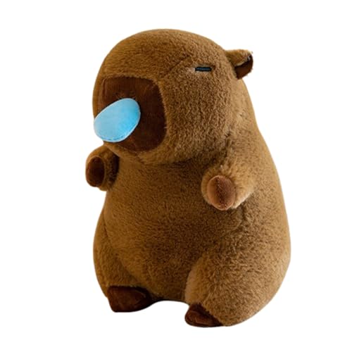 champracer Capybara Plüschtier,25 cm Capibara Plüschtier,Capybara mit Schildkrötenrucksack,Stofftier Capybara Geschenk,Plushie Stofftier Geschenk für Kinder Jungen Mädchen (Rotz) von champracer