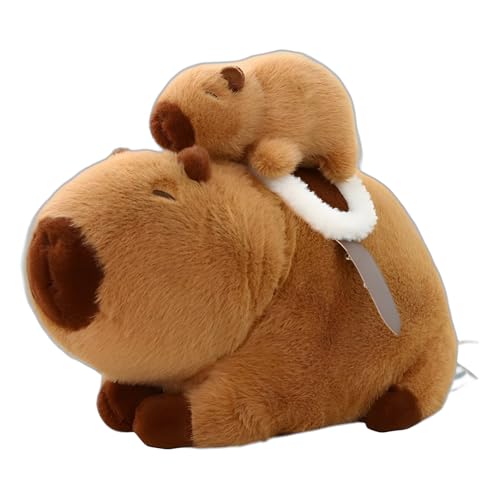 champracer Capybara Plüschtier,Niedliche Capybra Plüschtier mit dem Baby auf dem Rücken,Geschenk weiches, Geschenk Nagetier, gefüllte Puppe für Kinder Freunde (50cm) von champracer