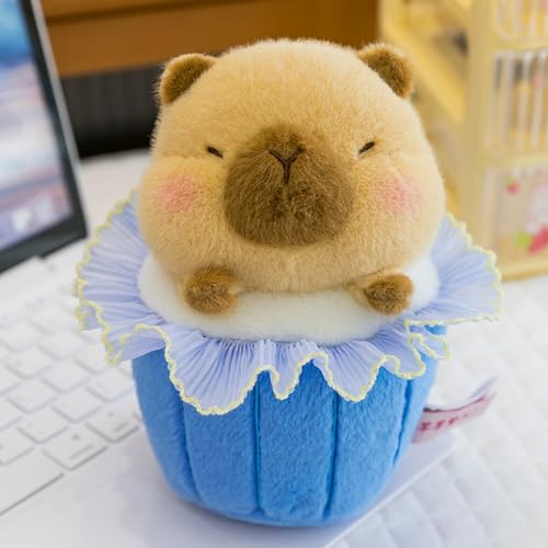 champracer Capybara Plüschtier 18cm Capybara Kuscheltier in Form eines Desserts Wasserschwein Kuscheltier Flauschiger Stofftier zum Spielen & Kuscheln Geburtstagsgeschenk für Kinder (Blau) von champracer