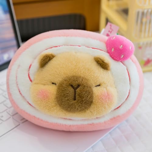 champracer Capybara Plüschtier 18cm Capybara Kuscheltier in Form eines Desserts Wasserschwein Kuscheltier Flauschiger Stofftier zum Spielen & Kuscheln Geburtstagsgeschenk für Kinder (Rosa) von champracer