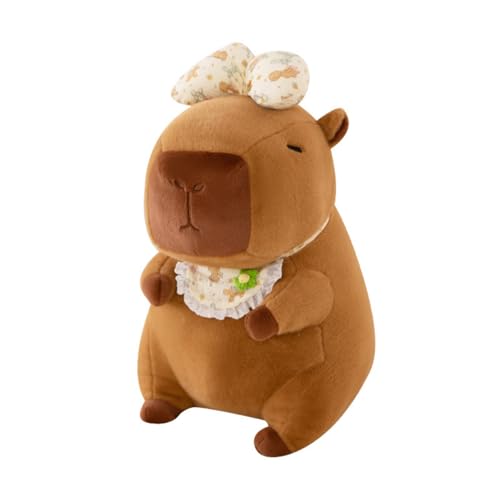 champracer Capybara Plüschtier mit Einer Verbeugung auf dem Kopf Capybara Kuscheltier Stofftier Capybara zum Kuscheln & Spielen Zimmer Deko Geschenk für Kinder Jungen Mädchen (30cm) von champracer
