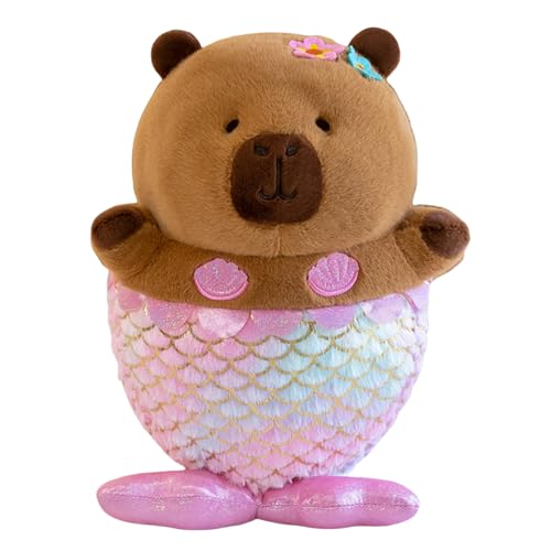 champracer Capybara Plüschtier mit einem Fischschwanz Stofftier Capybara Capybara Kuscheltier weiche gefüllte Spielzeug Plüsch Geschenk für Kinder Jungen Mädchen (80cm,Gold) von champracer