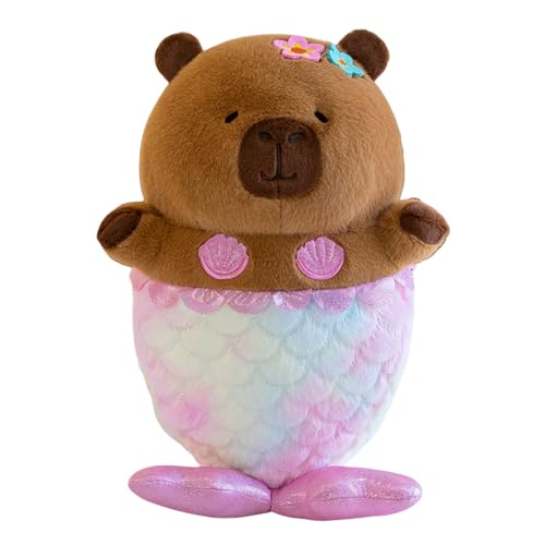 champracer Capybara Plüschtier mit einem Fischschwanz Stofftier Capybara Capybara Kuscheltier weiche gefüllte Spielzeug Plüsch Geschenk für Kinder Jungen Mädchen (80cm,Silber) von champracer