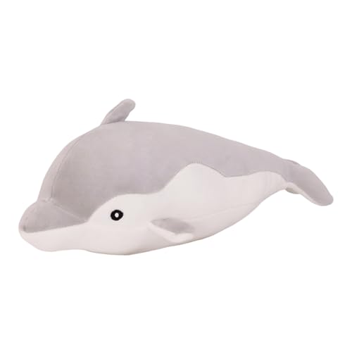 champracer Delfin Plüschtiere Weiche Delphin Puppen Meerestier Plüschspielzeug Flauschiger Stofftier zum Spielen & Kuscheln Geschenk für Kinder Jungen Mädchen (50cm,Grau) von champracer