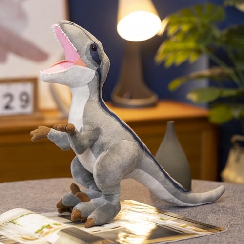 champracer Dino Kuscheltier Dinosaurier Kuscheltier realistisches Dinosaurier Plüsch zum Kuscheln & Spielen Geschenke für Kinder Jungen und Mädchen (40cm Velociraptor) von champracer