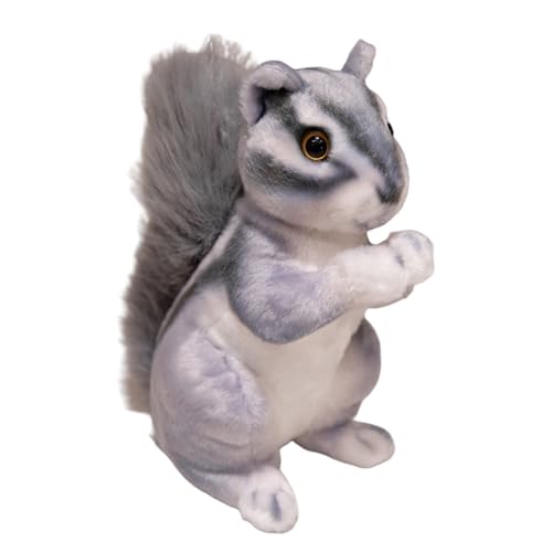 champracer Eichhörnchen Plüschtier Eichhörnchen Plüschtier Eichhörnchen Plüsch Puppe Gemütliches Schmusetier Weich Kuscheltiere Puppe Spielzeug Dekor Geschenk für Mädchen Jungen (23cm,Grau) von champracer