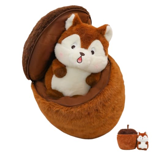 champracer Eichhörnchen in Einer Nuss Plüschtier Eichhörnchen-Plüschtier Eichhörnchen Plüsch Puppe Eichhörnchen Kuscheltier Für Kinder Jungen Mädchen (30cm) von champracer