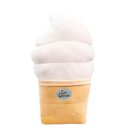 champracer Eiscreme Kuscheltier,Kuscheltie Tier Kissen Niedlich Puppe Flauschiges Stofftier, Stofftier aus weichem Plüsch,Geschenk for Kinder Jungen Und Mädchen (50cm,Sahne) von champracer