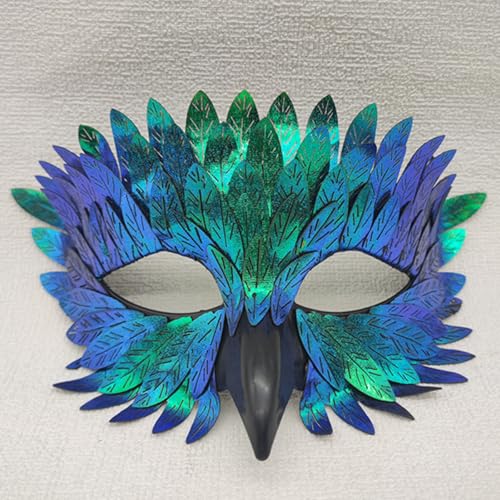 champracer Elegante Vogelmaske Halbgesichtsmaske für Karneval Federdesign Maskerade Maske für Frauen für Maskenbälle Fasching Kostümpartys und Shows (Grün) von champracer