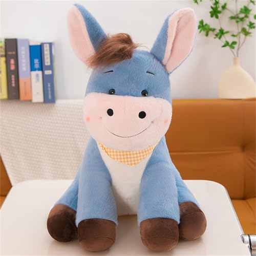 champracer Esel Puppe, Stehendes Kuscheltier Esel, Niedliche HäNgende Eselpuppe, Niedliche Kleine Esel Plüschpuppen, Senden Junge, Mädchen Niedlichen Kleinen Esel (30 cm,Blau) von champracer