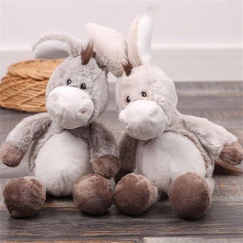champracer Esel Puppe, Trotro Der Kleine Esel, Stehendes Kuscheltier Esel, Niedliche HäNgende Eselpuppe, Naturgetreues Stofftier Aus Weichem PlüSch Zum Kuscheln Und Spielen (Grau + Braun, 32 cm) von champracer