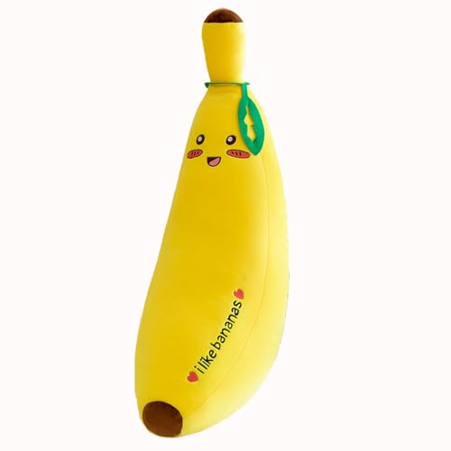 champracer GefüLlte Frucht Plüschtier, Niedliches Bananenkissen, Weiches Plüschkissen, Obst und Gemüse Dekokissen, Plüschtier für Wohnzimmer Sofa Dekoration (50 cm,Glücklich) von champracer