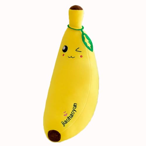 champracer GefüLlte Frucht Plüschtier, Niedliches Bananenkissen, Weiches Plüschkissen, Obst und Gemüse Dekokissen, Plüschtier für Wohnzimmer Sofa Dekoration (70 cm,Zwinkernd) von champracer