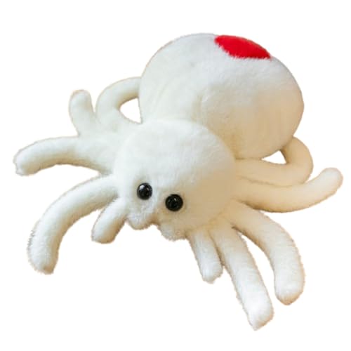 champracer Halloween Cartoon Spinne Plüsch Spinne werfen Kissen niedlich Spinne Geburtstag und Halloween besondere Veranstaltung Geschenk (weiß,25cm) von champracer