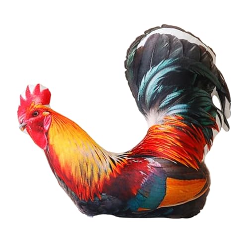 champracer Henne Plüschkissen Lebensechtes Huhn Stofftier Spielzeug Weiches Hühnerkissen,Plüschvogel Papagei Kinder's Weiches Kuscheliges Plüschtier,für Kinder Mädchen Jungen (Hahn) von champracer