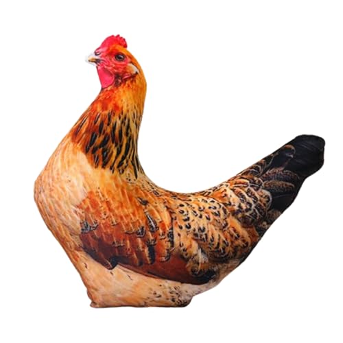 champracer Henne Plüschkissen Lebensechtes Huhn Stofftier Spielzeug Weiches Hühnerkissen,Plüschvogel Papagei Kinder's Weiches Kuscheliges Plüschtier,für Kinder Mädchen Jungen (Henne) von champracer